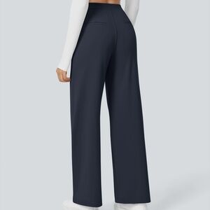 HALARA Navy Wide-Leg High-Rise Pants